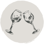 cheers'ing wine glasses dining sketch-style icon 